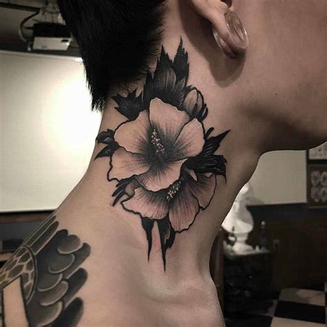 flower neck tattoo